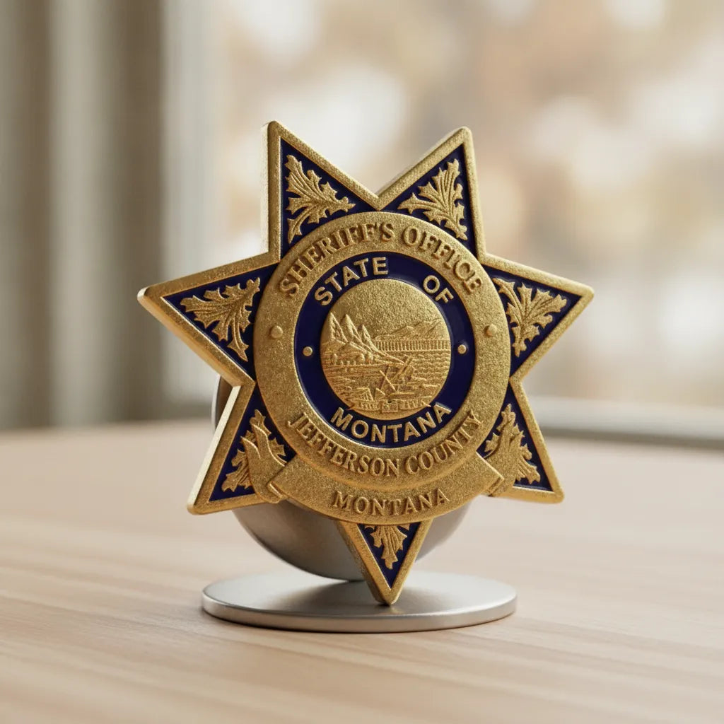 Jefferson County Sheriff Badge SVG

Montana Law Enforcement Vector

Jefferson County Sheriff Emblem

Officer Plaque Engraving File

Sheriff Badge Sign CNC File