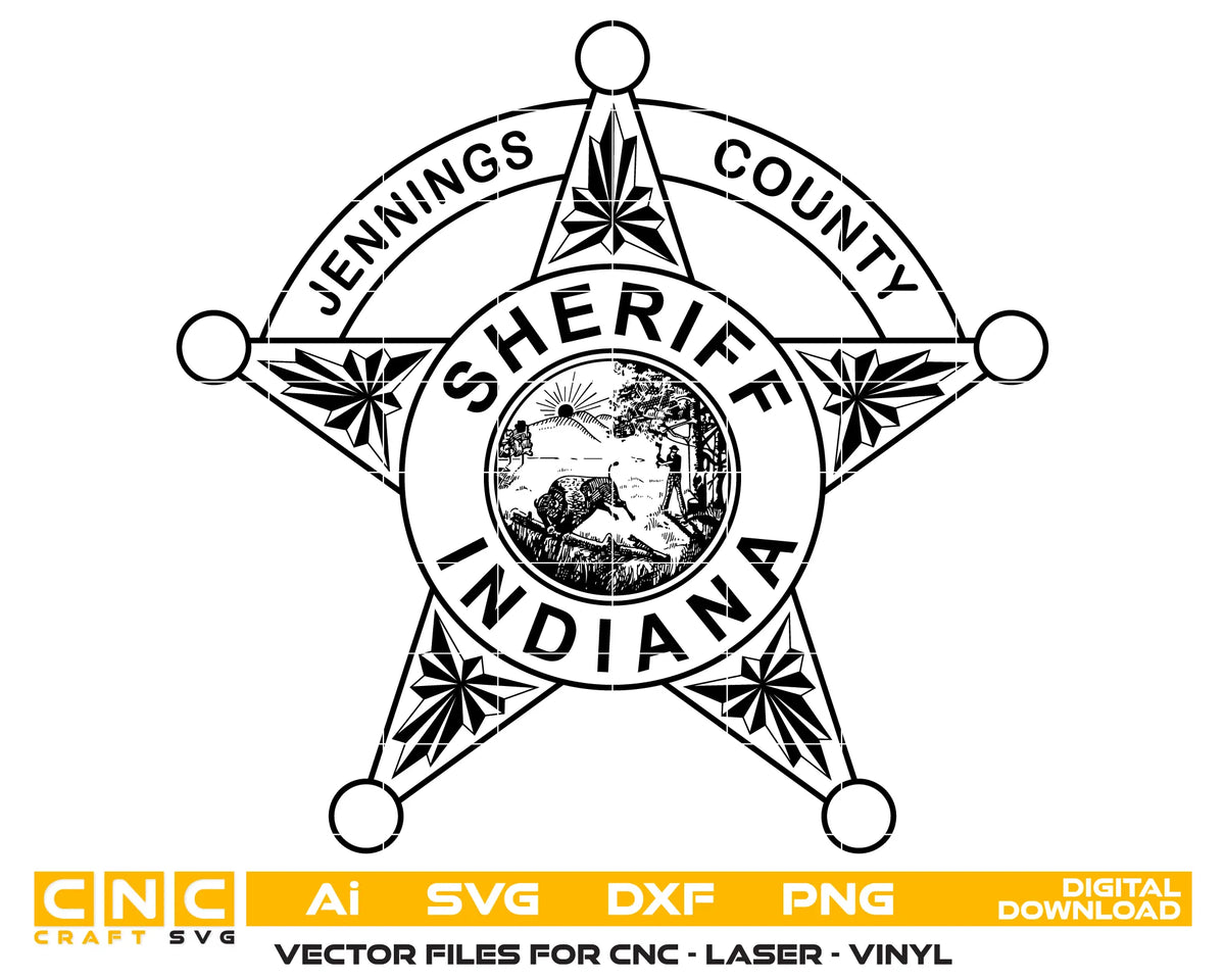 Jennings County Sheriff's Office Badge SVG Indiana Law Enforcement Vector