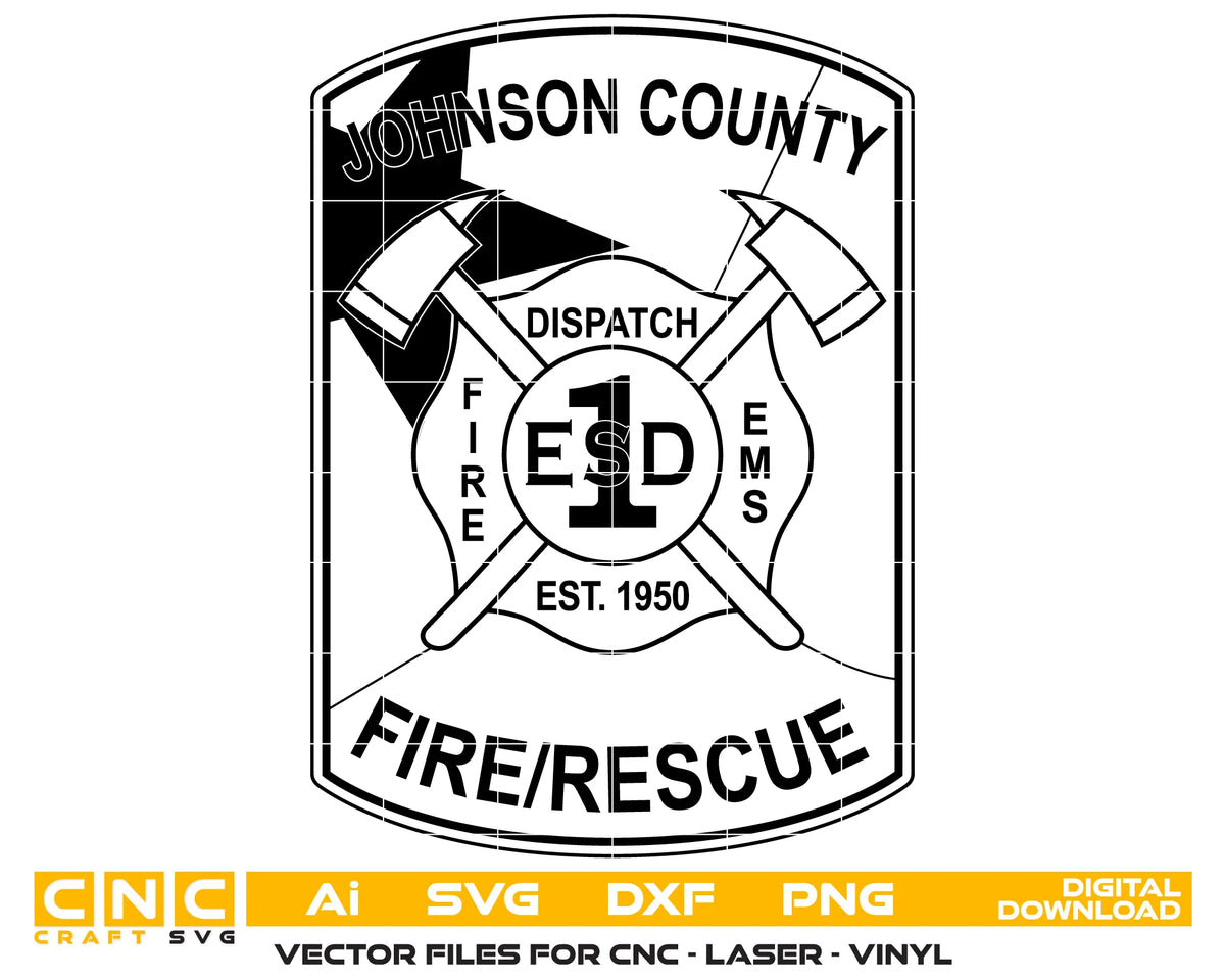 Johnson County Emergency Services District No. 1 Patch SVG Fire Rescue Vector