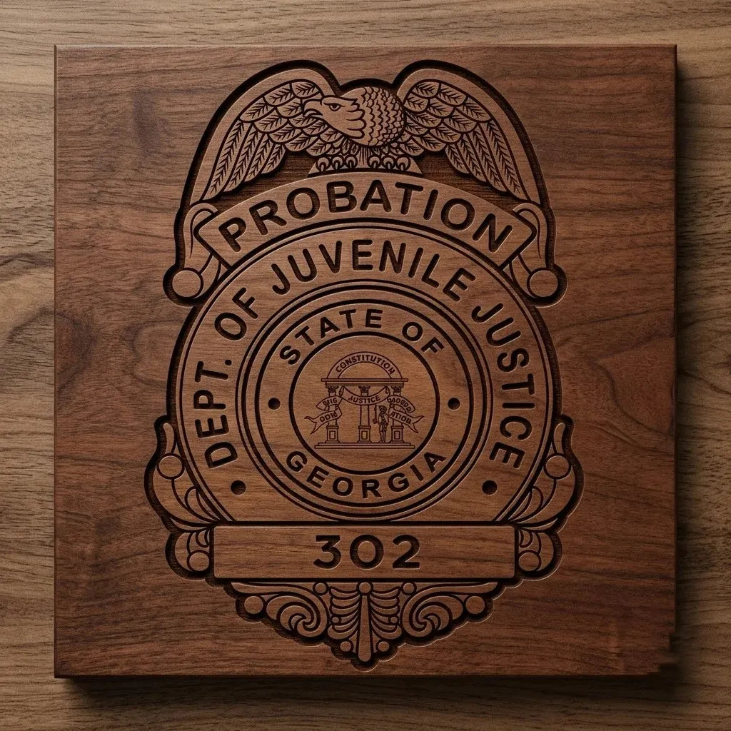 Juvenile Justice Probation Officer Badge SVG

Law Enforcement Shield Vector

Probation Officer Plaque Design

Officer Retirement Engraving File

Probation Badge Sign CNC File