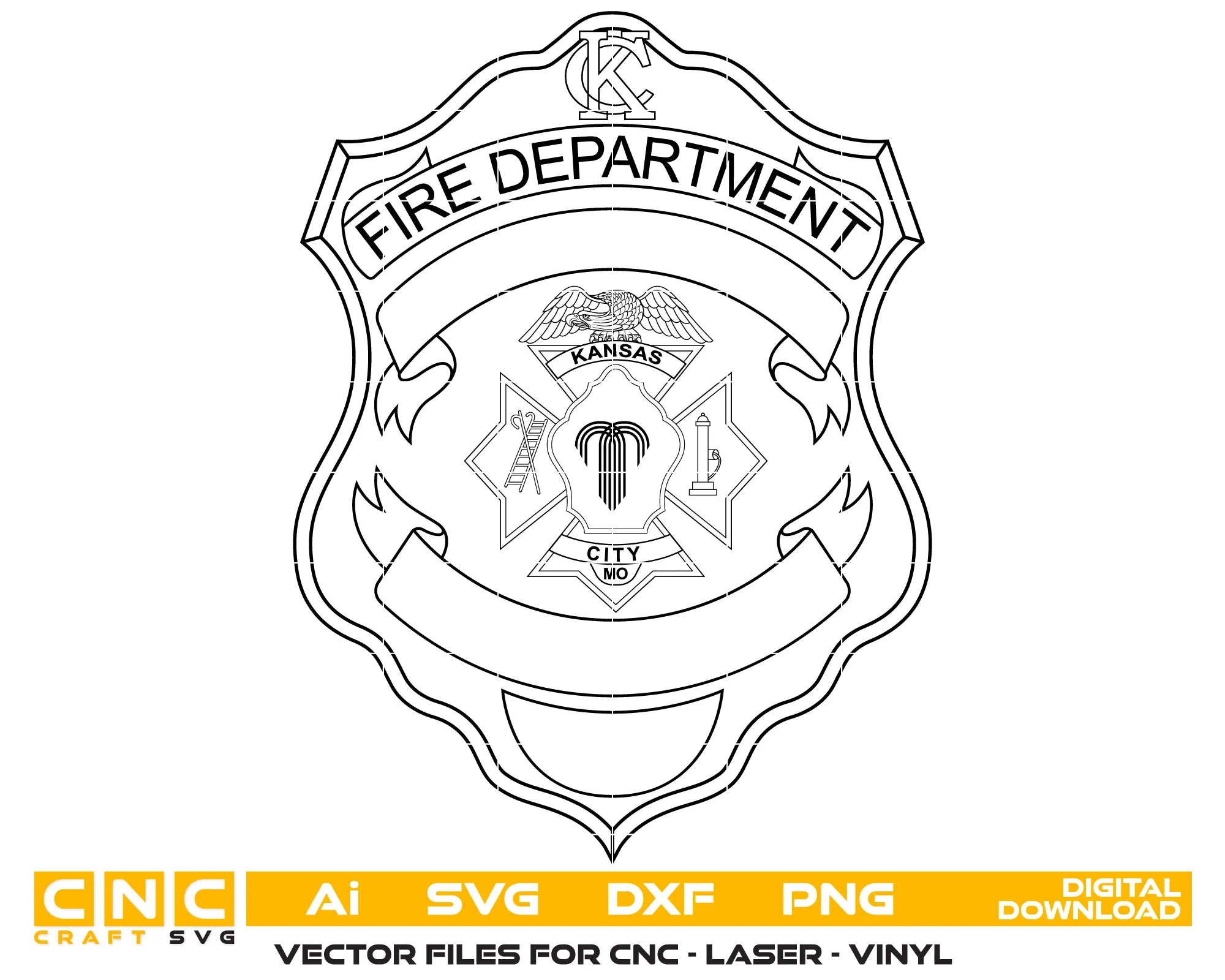 Kansas City Fire Department Badge SVG Firefighter Vector