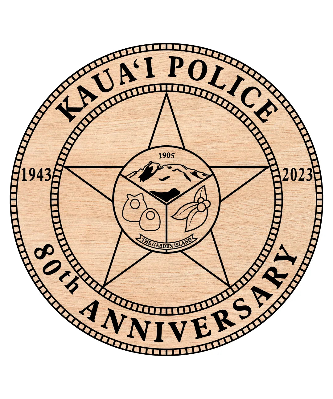 Kauaʻi Police Department 80th Anniversary Badge SVG Hawaii Law Enforcement Vector