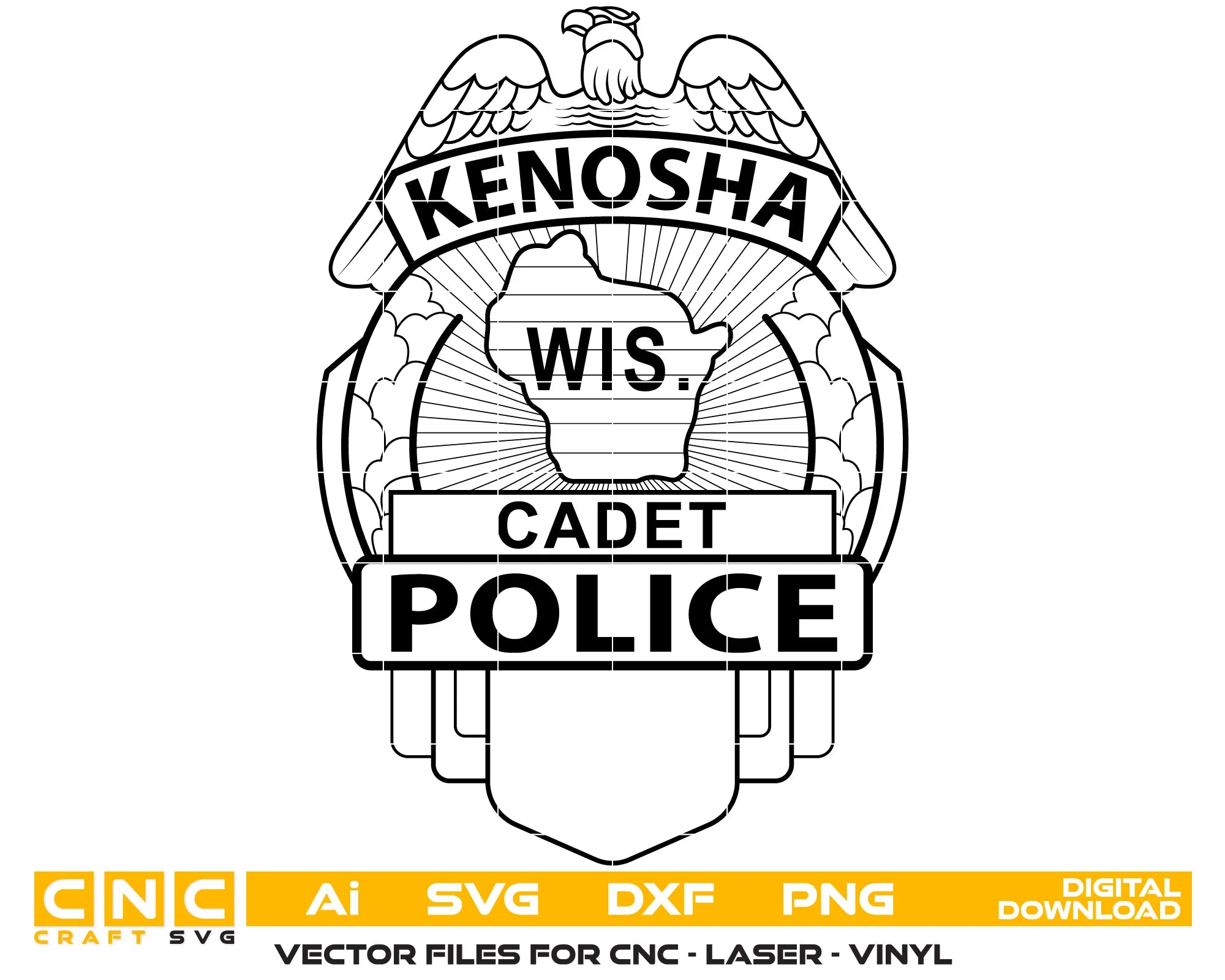 Kenosha Police Cadet Badge SVG Wisconsin Law Enforcement Vector