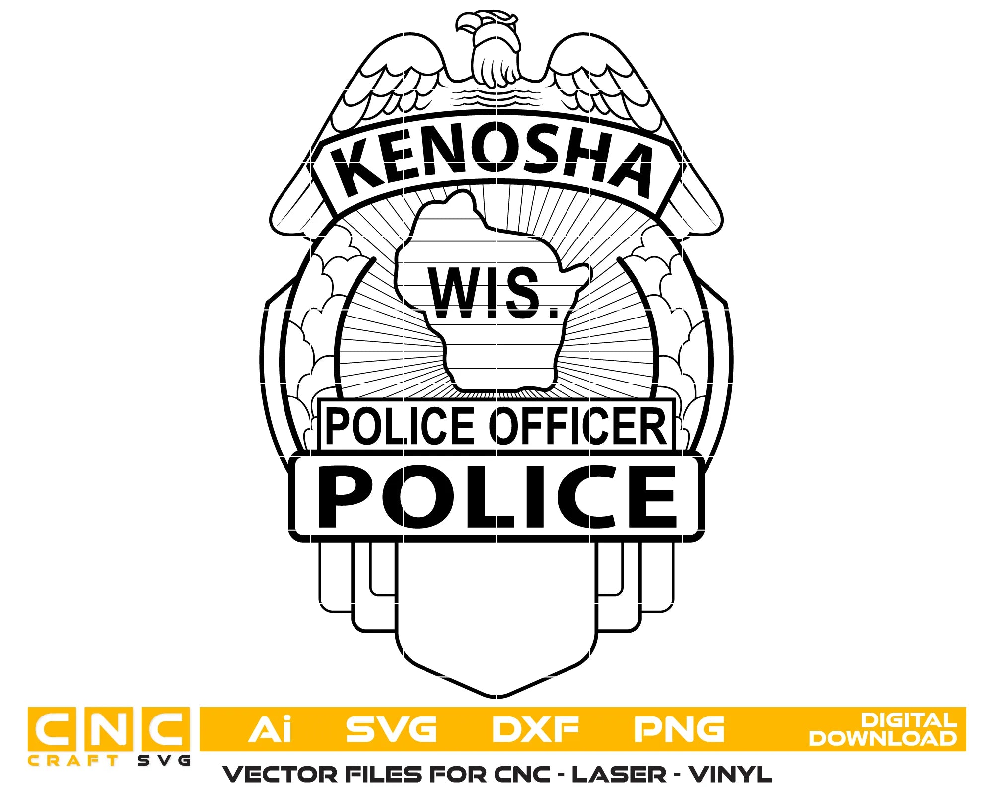 Kenosha Police Officer Badge SVG Wisconsin Law Enforcement Vector