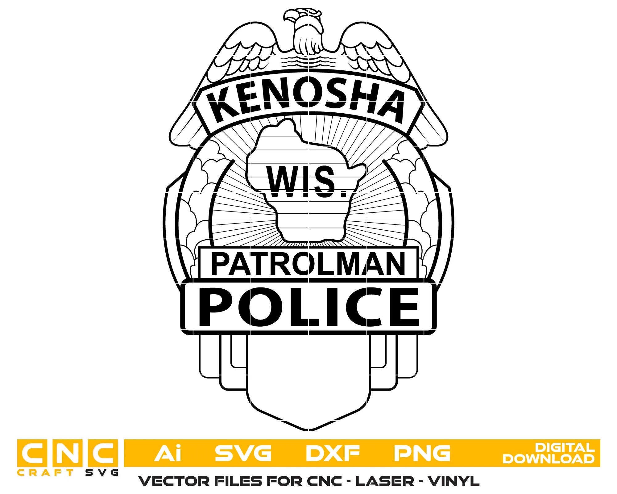 Kenosha Police Patrolman Badge SVG Wisconsin Law Enforcement Vector