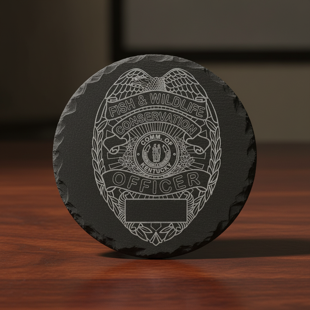 Kentucky Fish and Wildlife Badge SVG

Conservation Officer Vector File

Kentucky Law Enforcement Emblem

Officer Plaque Engraving Design

Fish & Wildlife Badge CNC Vector File