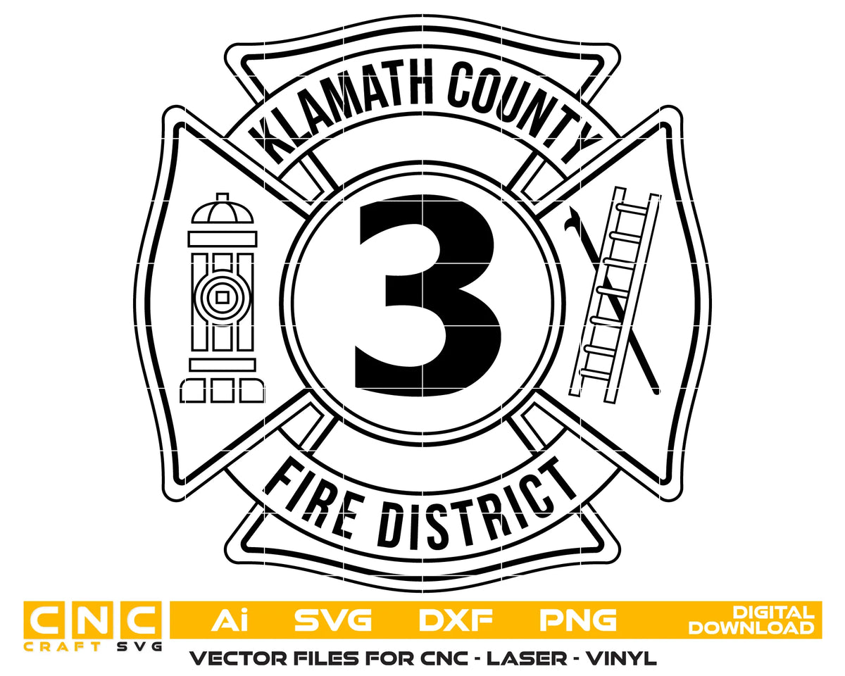 Klamath County Fire District 3 Badge SVG Oregon Firefighter Vector