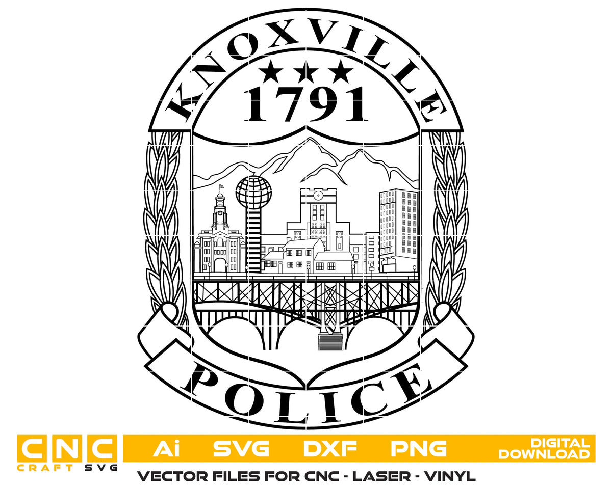 Knoxville Police Department Badge Tennessee SVG Law Enforcement Vector