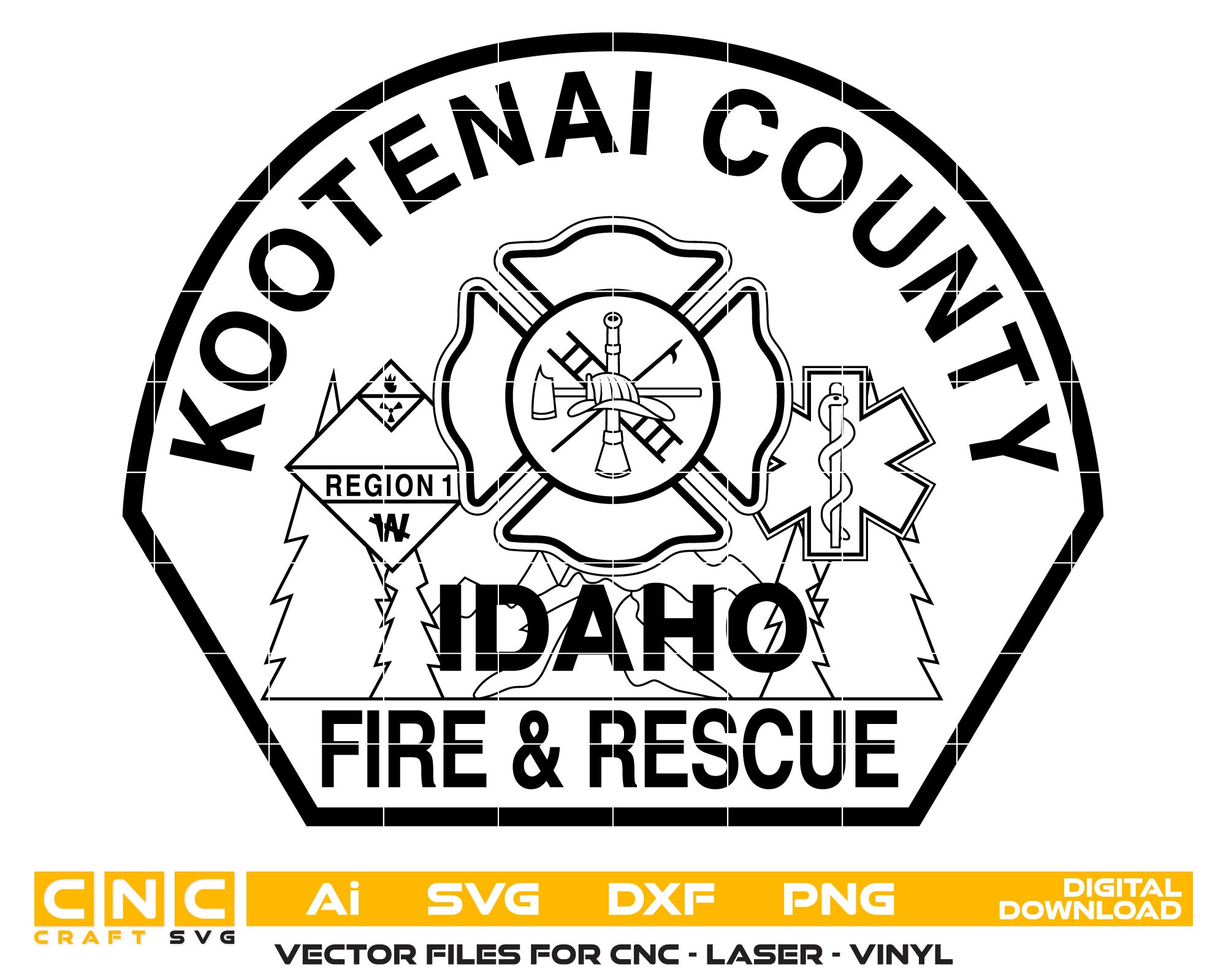 Kootenai County Fire & Rescue Badge SVG
Kootenai County Fire Badge Vector
Fire & Rescue Badge Design SVG
Law Enforcement Fire Department Badge
Kootenai County Fire Department Emblem