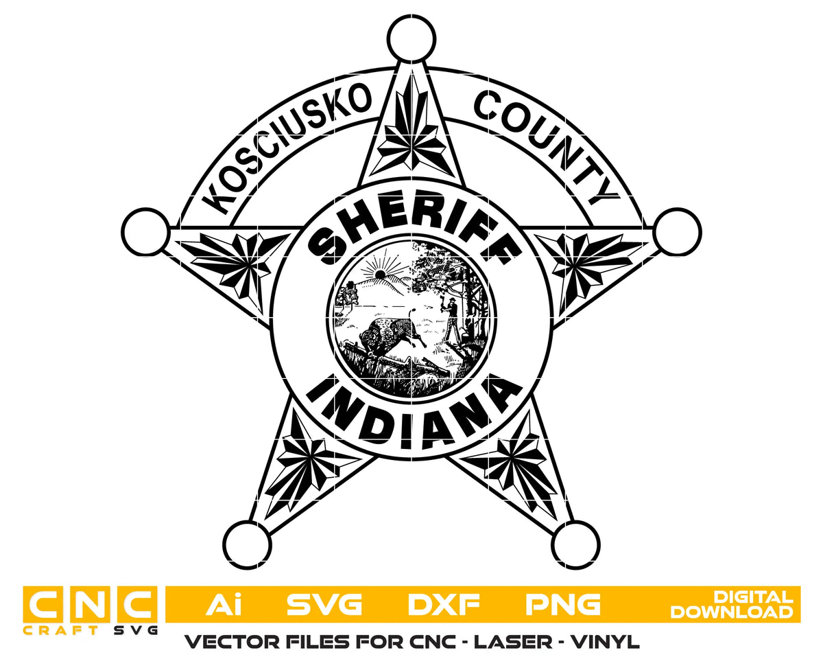 Kosciusko County Sheriff's Office Badge SVG Indiana Law Enforcement Vector