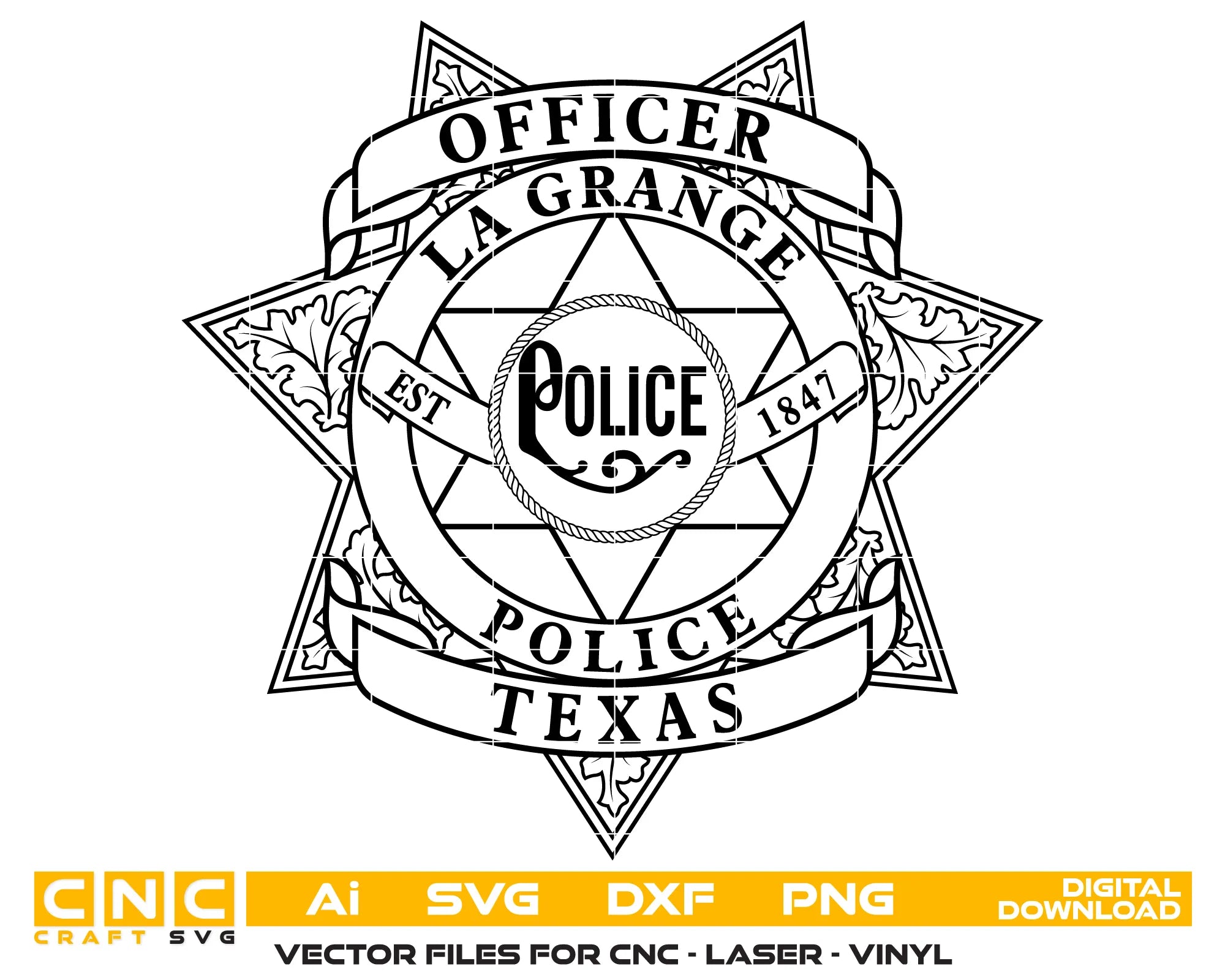 La Grange Texas Police Department Badge SVG Texas Law Enforcement Vector