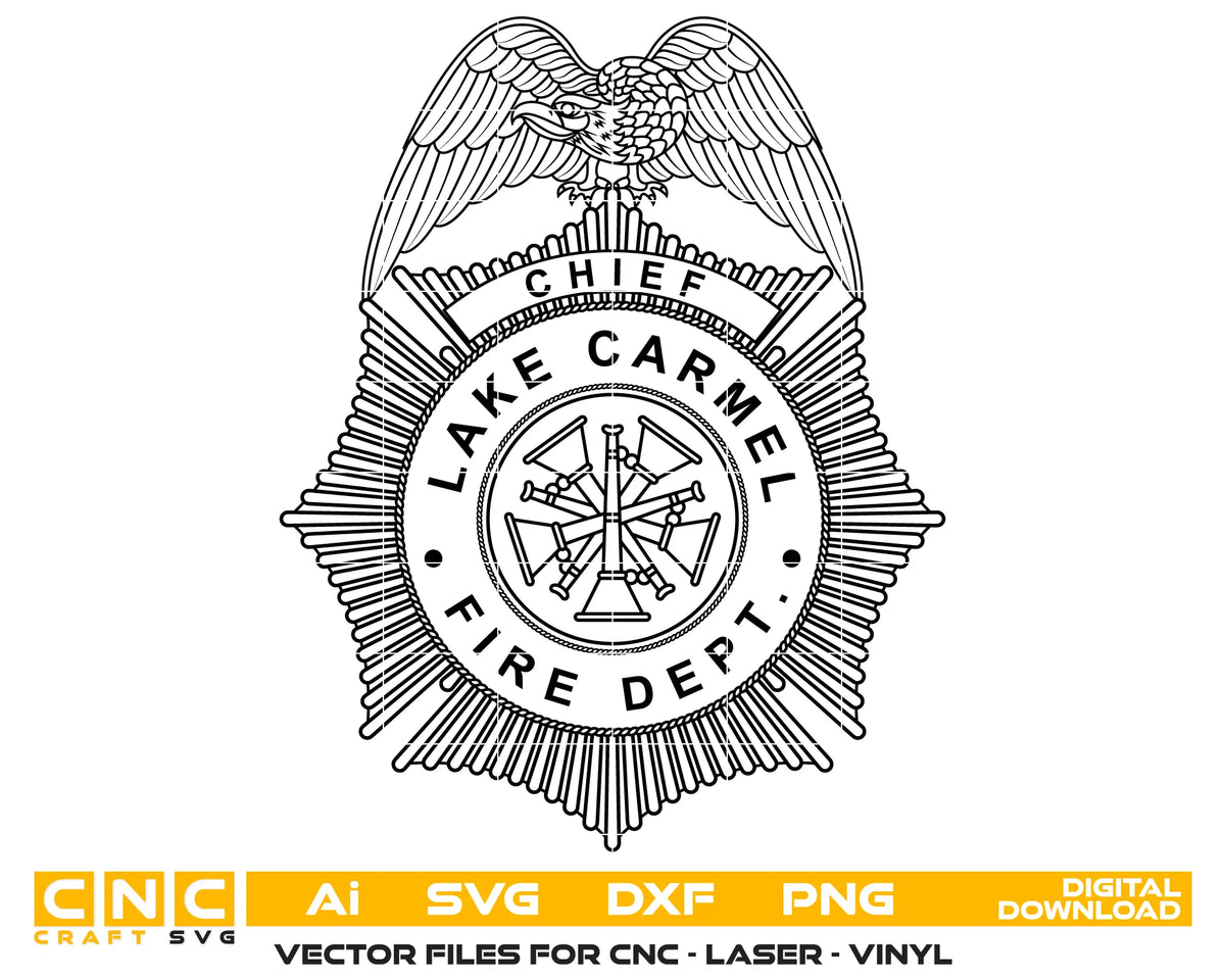 Lake Carmel Fire Department Chief Badge SVG Firefighter Vector