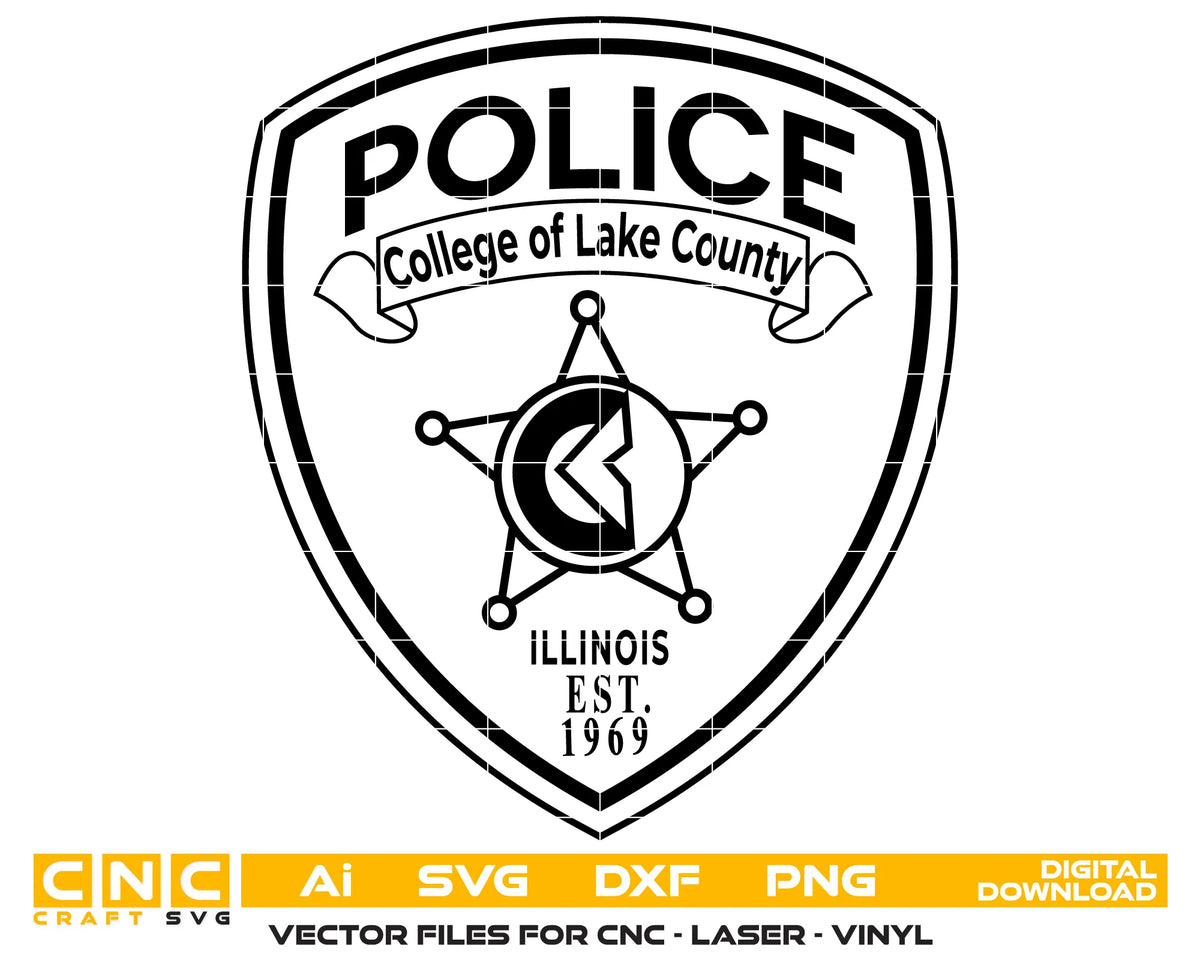 Lake County College Police Department Patch Illinois SVG Police Vector