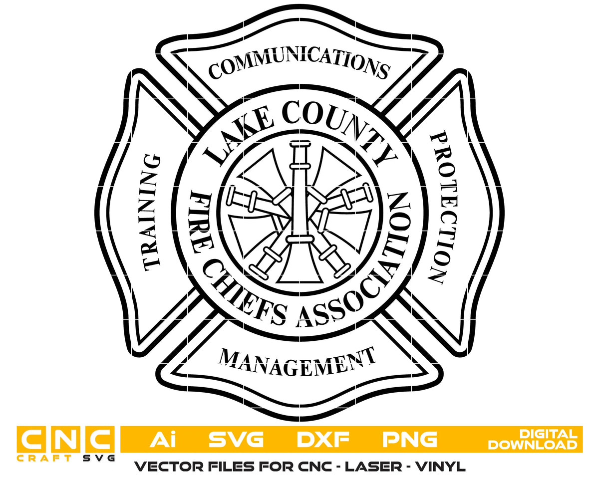 Lake County Fire Chiefs Association Badge Indiana SVG Firefighter Vector