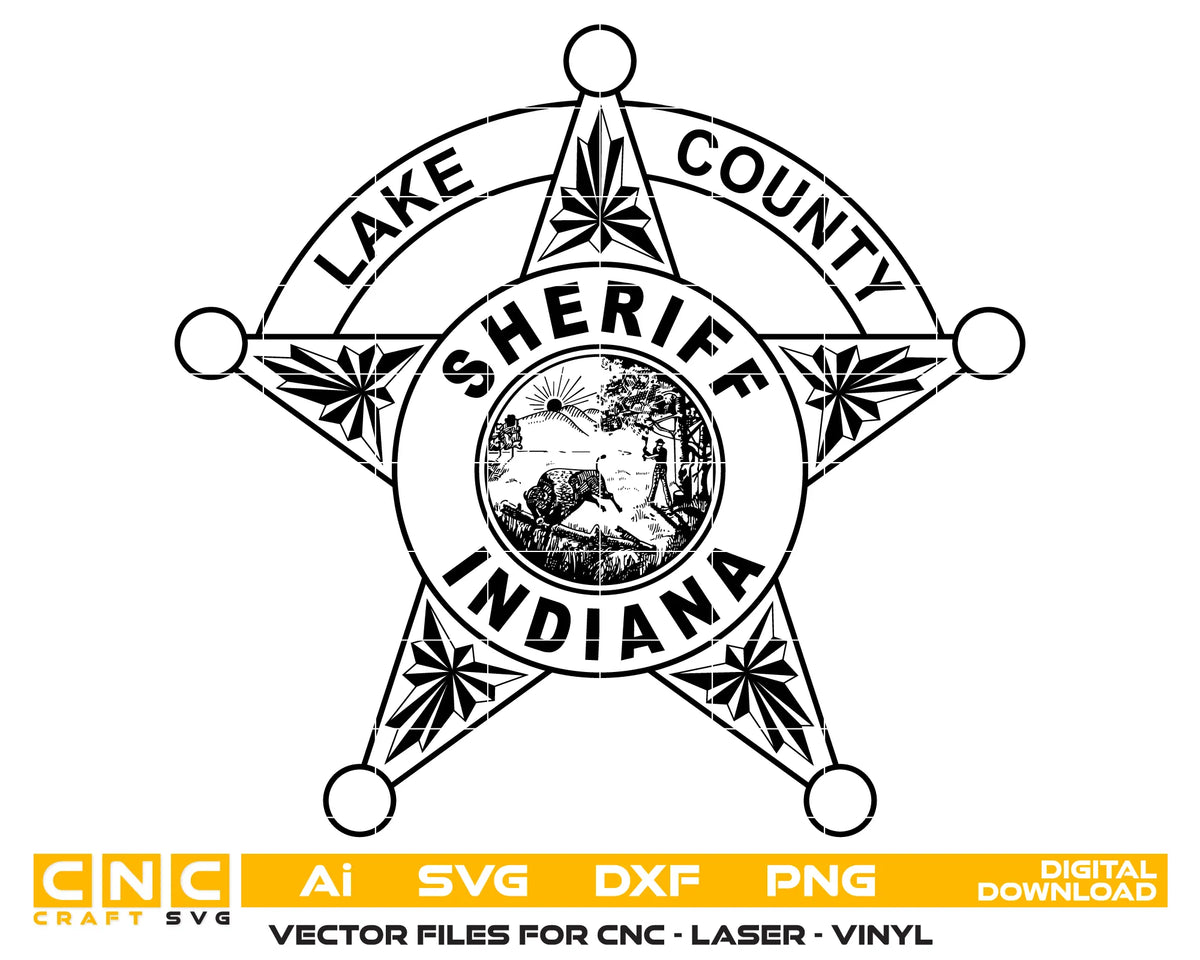 Lake County Sheriff's Office Badge SVG Indiana Law Enforcement Vector