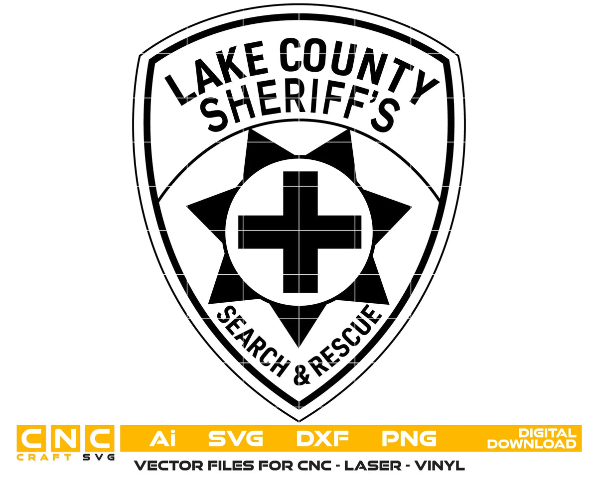Lake County Sheriff's Search & Rescue Team Patch California SVG Rescue Vector