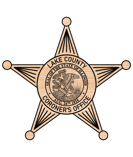 Lake County Coroner Badge SVG

Illinois 5-Point Star Vector Design

State of Illinois Seal Emblem

Coroner Office Star for Laser Engraving

Lake County IL Sign CNC File