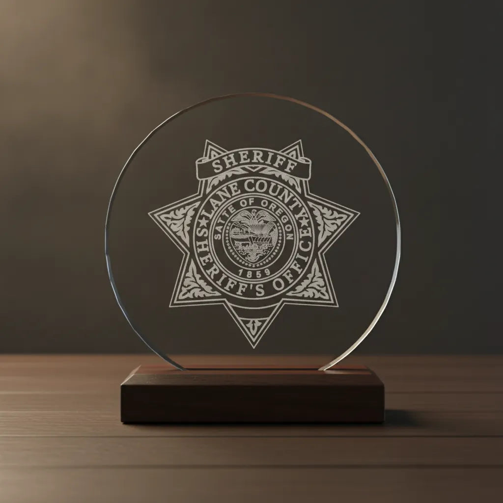 Lane County Sheriff Badge SVG

Oregon Law Enforcement Vector

Lane County Sheriff Emblem

Officer Plaque Engraving File

Sheriff Badge Sign CNC File