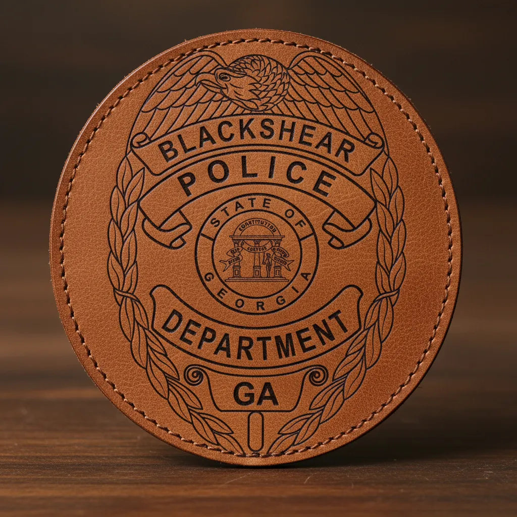 Blackshear Police Badge SVG

Georgia Law Enforcement Vector Design

5-Point Star Police Badge Engraving File

Blackshear GA Police Sign CNC File

State of Georgia Seal Vector for Laser Cutting