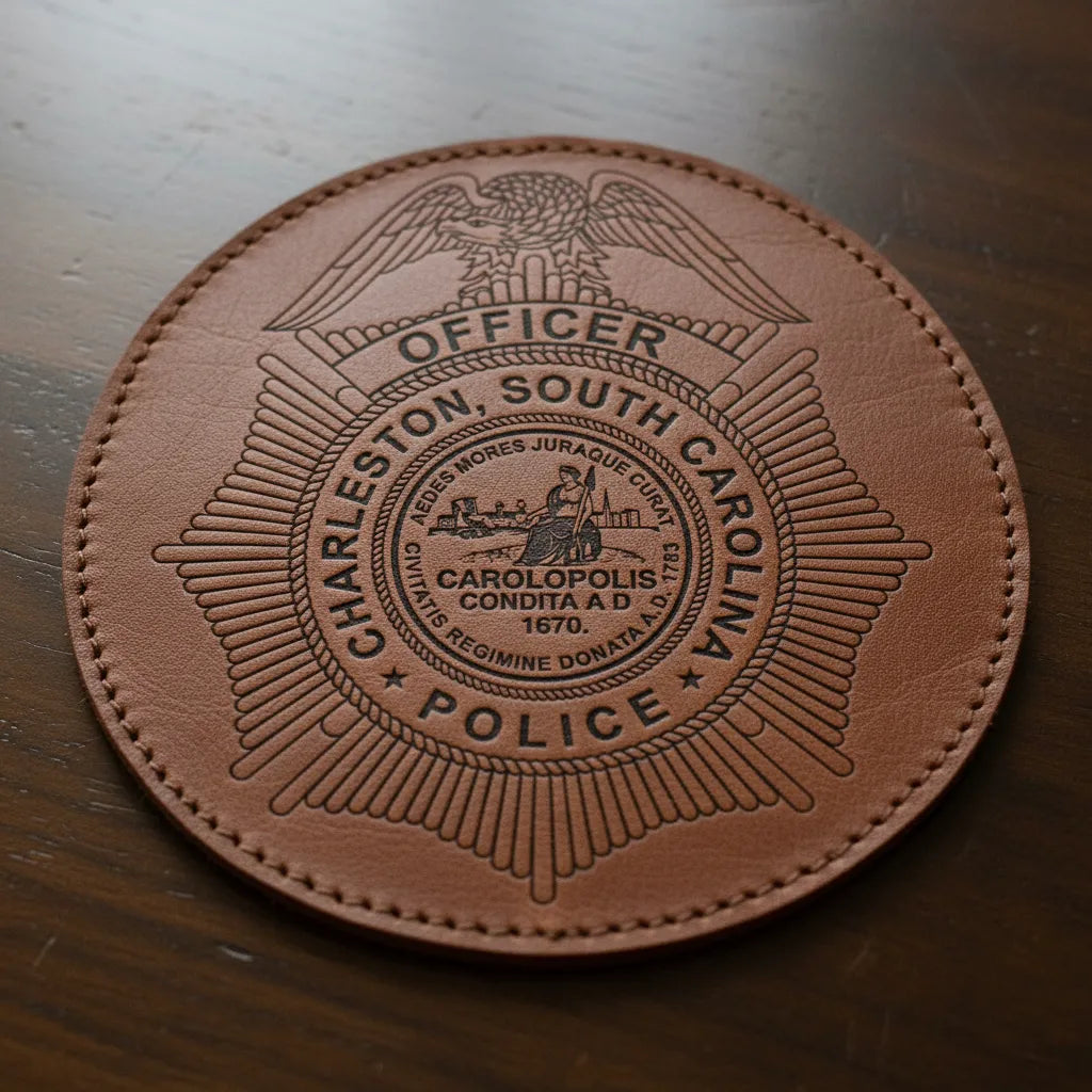 Charleston Police Officer Badge SVG

South Carolina Law Enforcement Vector Design

Eagle Sunburst Police Badge Engraving File

Charleston SC Police Sign CNC File

Historic City Seal Badge Vector for Laser Cutting