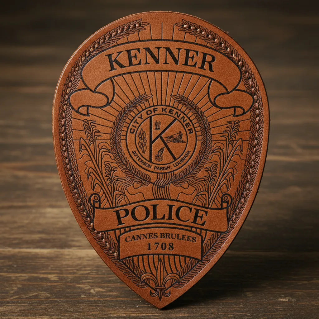 Kenner Police Badge SVG

Louisiana Law Enforcement Vector Design

City of Kenner Seal Engraving File

Kenner LA Police Sign CNC File

Oval Police Badge Vector for Laser Cutting