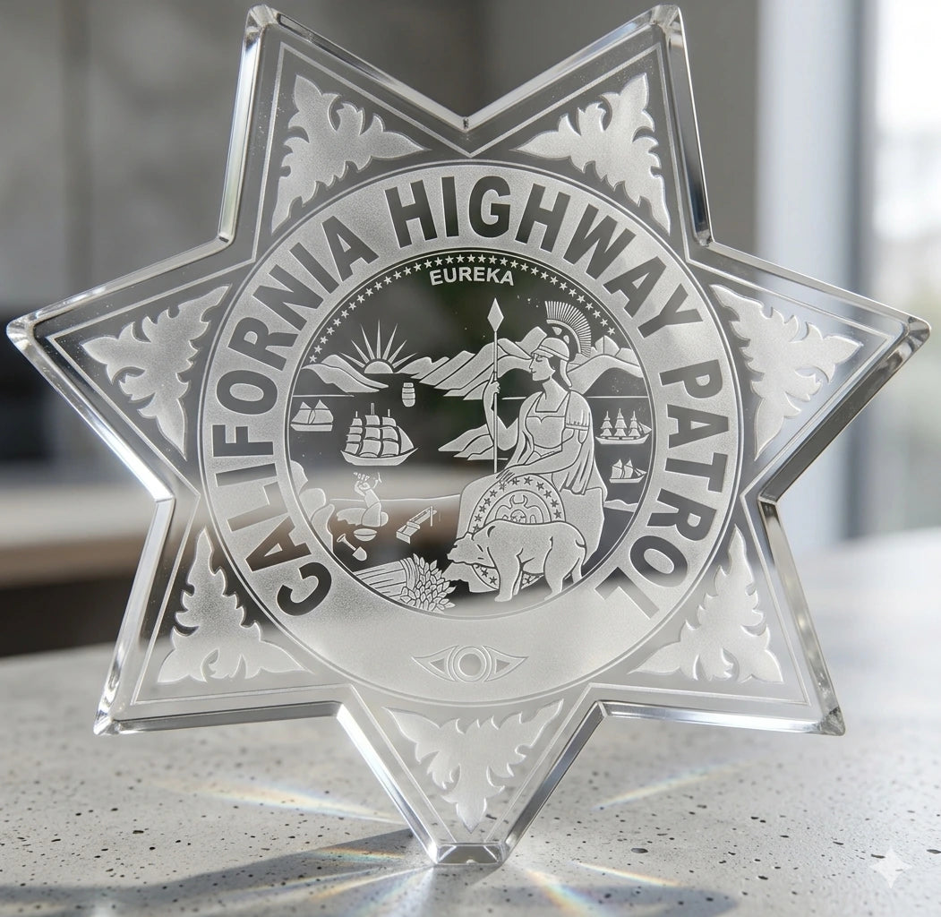 California Highway Patrol Badge SVG

CHP Law Enforcement Vector Design

Police Badge Engraving File

California Highway Patrol Sign CNC File

7-Point Star Badge Vector for Laser Cutting