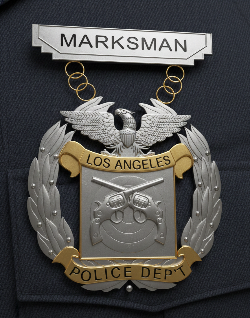 Los Angeles Police Dept Marksman Badge SVG
LAPD Marksman Badge Vector
Law Enforcement Marksman Badge
Police Qualification Badge SVG
Los Angeles Police Department Emblem