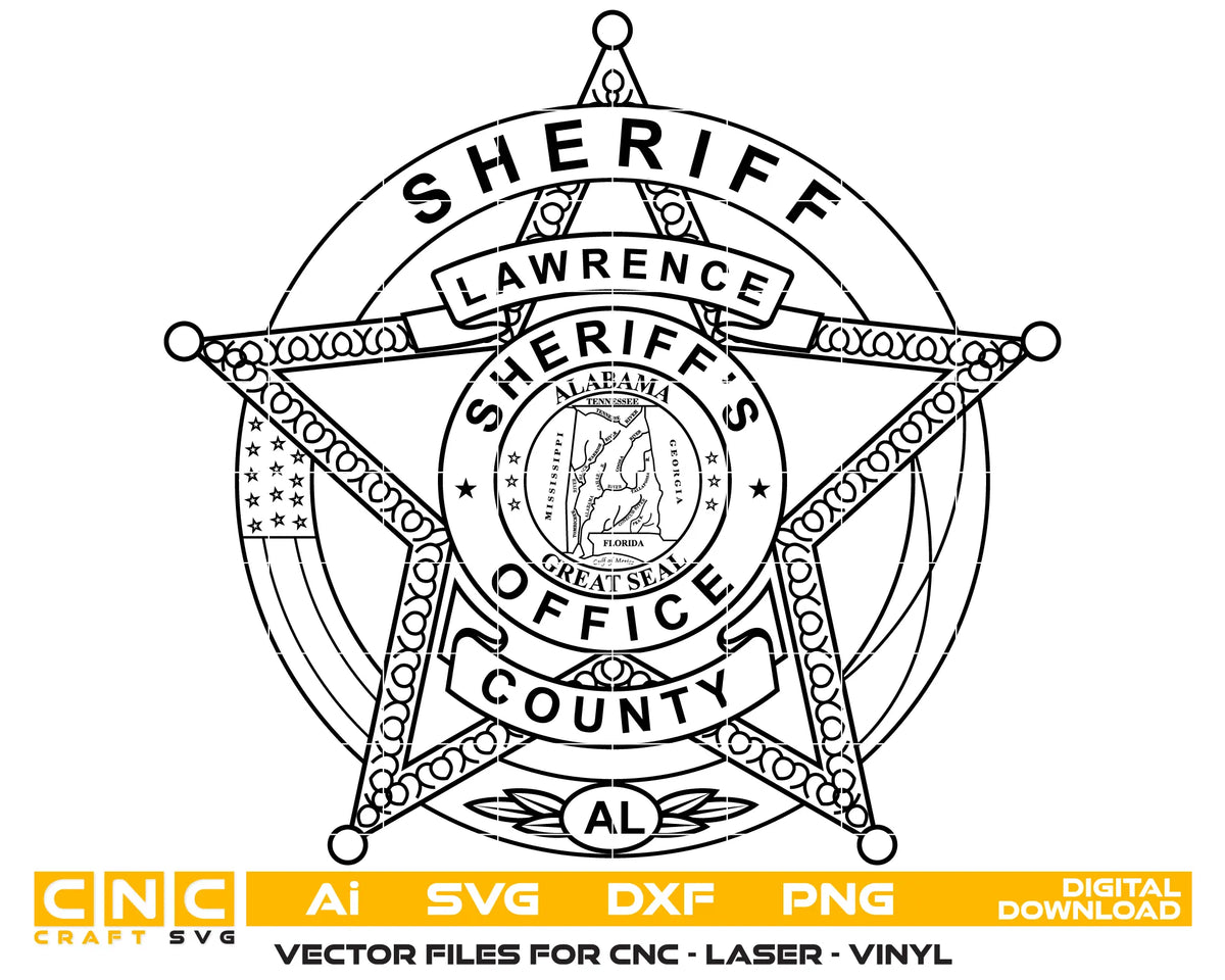 Lawrence County Sheriff's Office Badge Alabama SVG Sheriff Vector