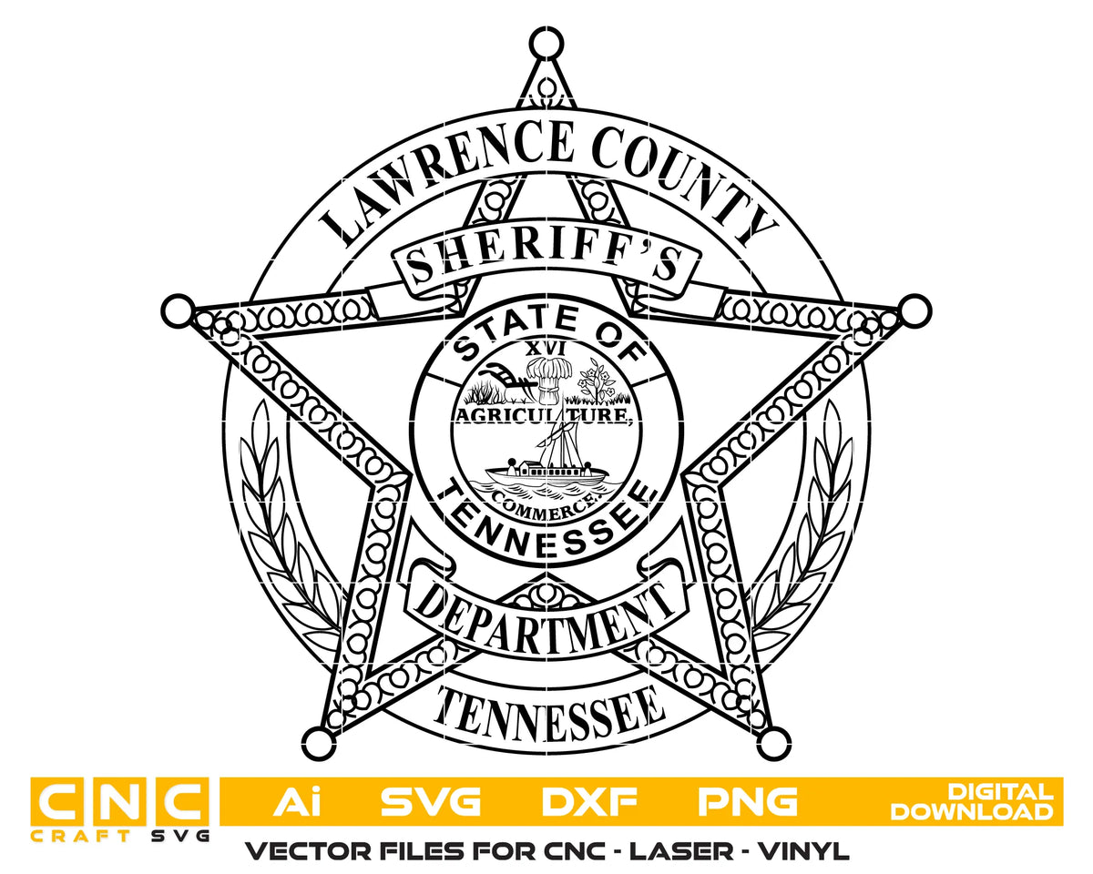 Lawrence County Sheriff's Department Badge Tennessee SVG Sheriff Vector