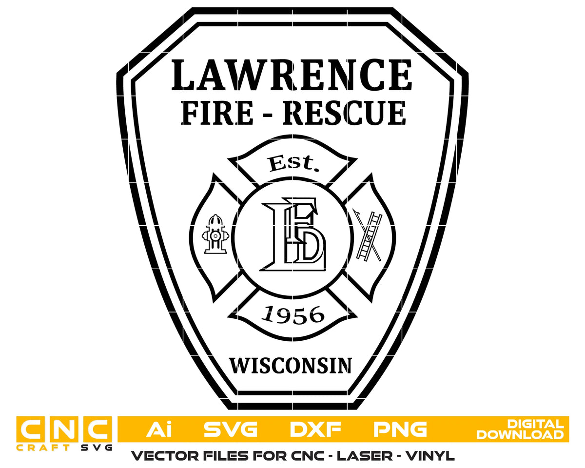 Lawrence Fire Department Patch Wisconsin SVG Firefighter Vector