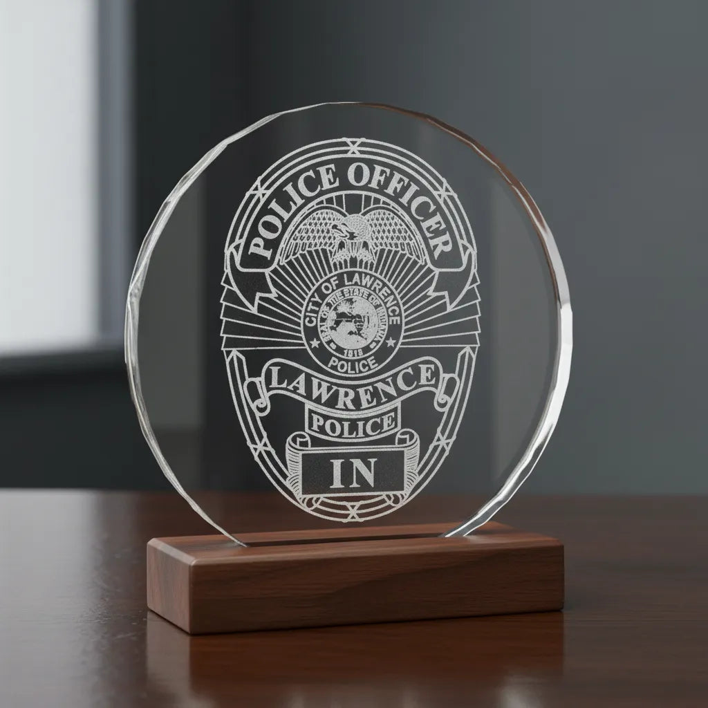 Lawrence Police Officer Badge SVG

Indiana Law Enforcement Vector Design

Eagle Oval Police Badge Engraving File

City of Lawrence IN Sign CNC File

State of Indiana Seal Vector for Laser Cutting
