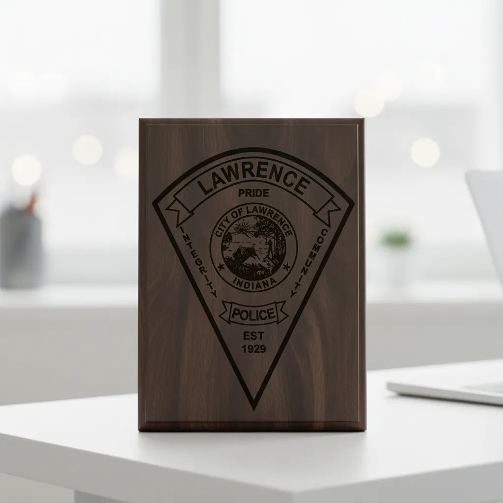 Lawrence Police Patch SVG

Indiana Law Enforcement Vector Design

Triangular Police Patch Engraving File

City of Lawrence IN Sign CNC File

Pioneer Seal Patch Vector for Laser Cutting