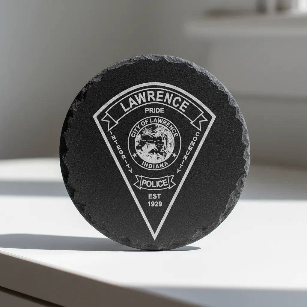 Lawrence Police Patch SVG

Indiana Law Enforcement Vector Design

Triangular Police Patch Engraving File

City of Lawrence IN Sign CNC File

Pioneer Seal Patch Vector for Laser Cutting