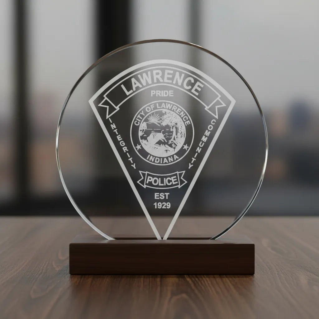 Lawrence Police Patch SVG

Indiana Law Enforcement Vector Design

Triangular Police Patch Engraving File

City of Lawrence IN Sign CNC File

Pioneer Seal Patch Vector for Laser Cutting