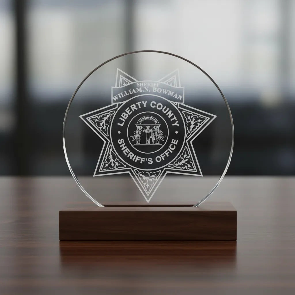 Liberty County Sheriff Badge SVG

Georgia Law Enforcement Vector Design

Sheriff Badge Engraving File

Liberty County Sign CNC File

6-Point Star Vector for Laser Cutting