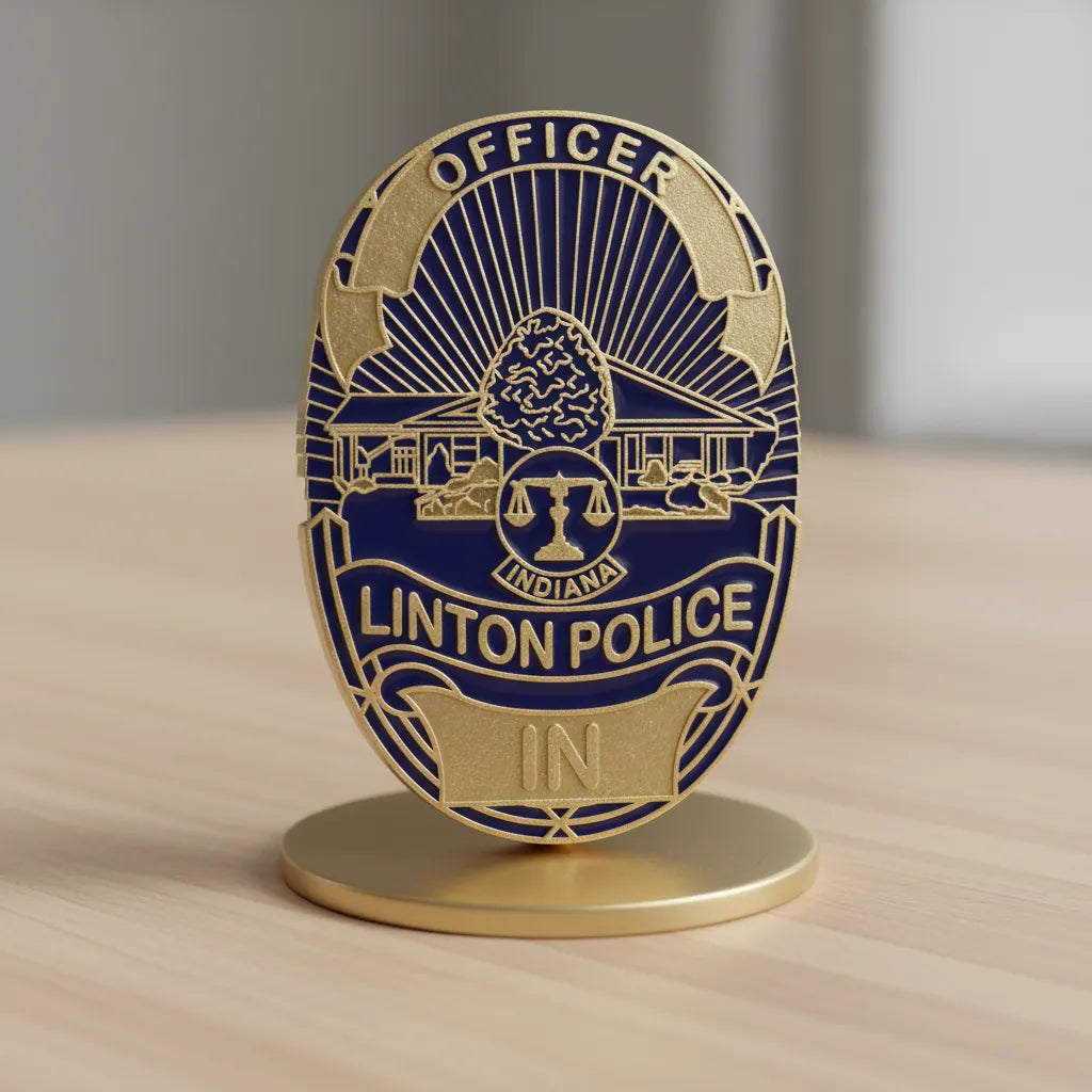 Linton Police Officer Badge SVG

Indiana Law Enforcement Vector Design

Eagle and Flags Police Badge Engraving File

Linton IN Police Sign CNC File

State of Indiana Seal Vector for Lasers