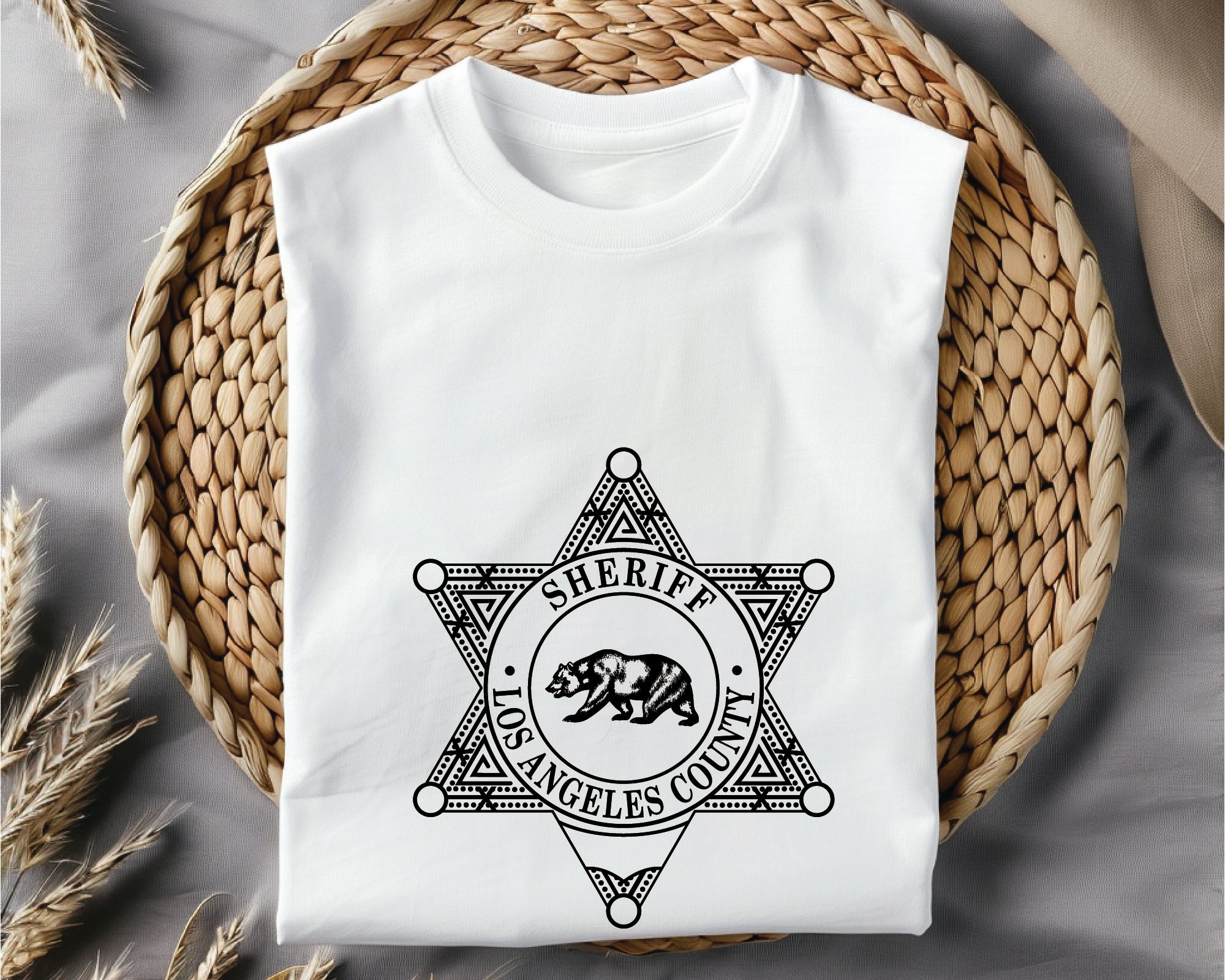 Los Angeles County Sheriff Badge SVG, LA County Sheriff Badge Vector, Sheriff Badge SVG, Law Enforcement Sheriff Emblem, Sheriff Star Vector, Badge Engraving File