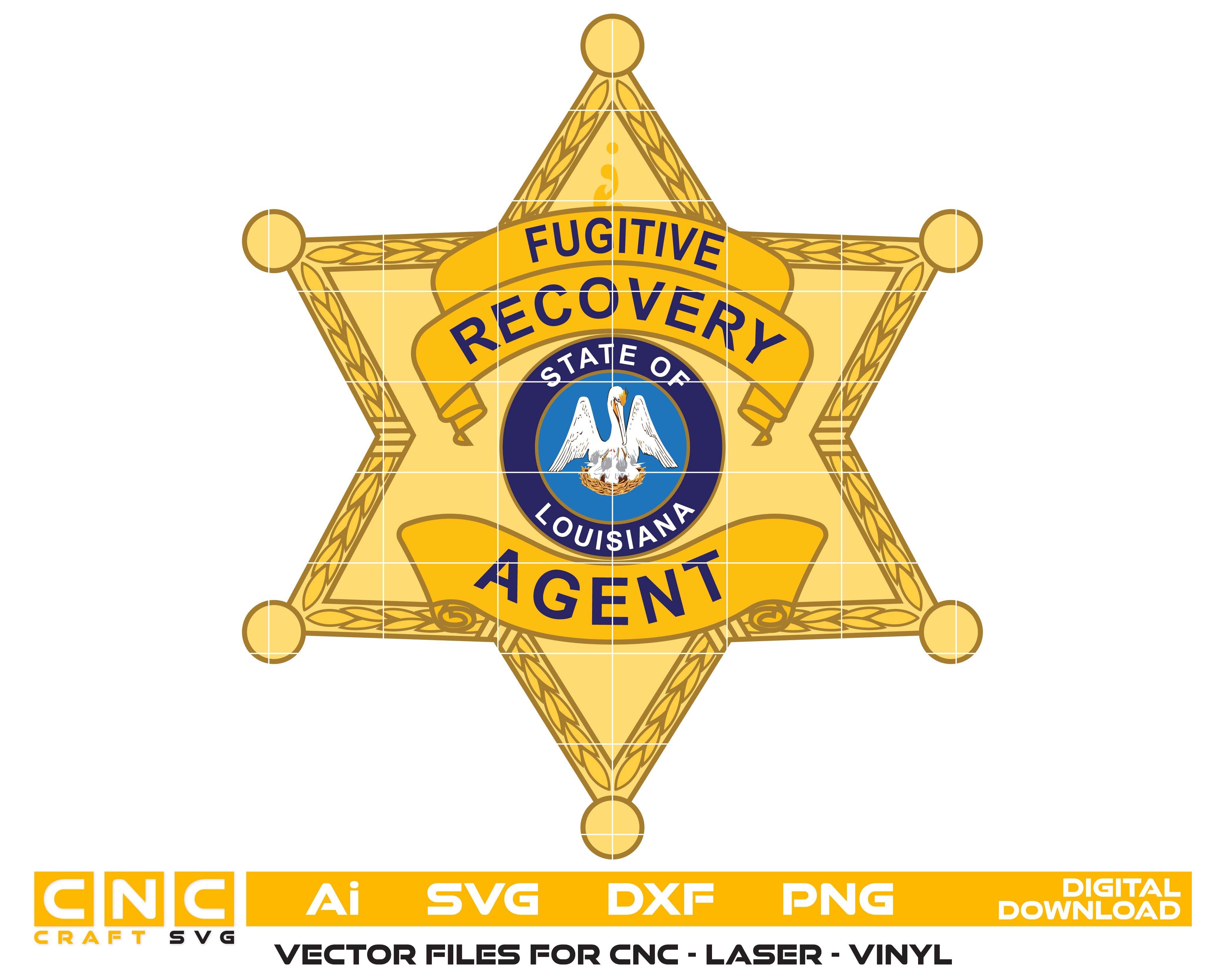 Louisiana Fugitive Recovery Badge SVG

Fugitive Recovery Agent Vector

Louisiana Bail Enforcement Badge

Bounty Hunter Badge Design

Recovery Agent Emblem Louisiana