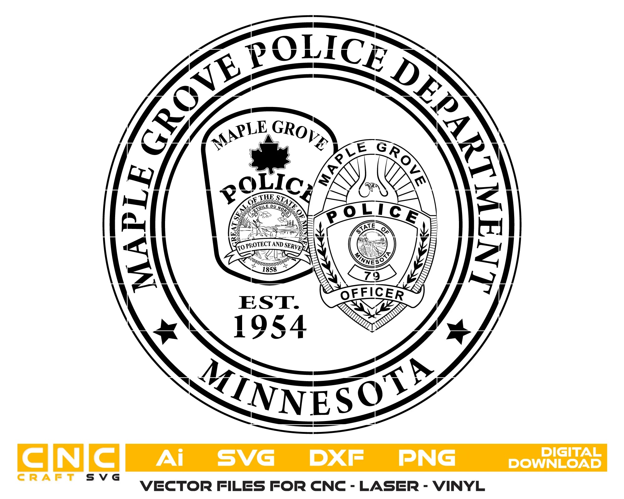 Maple Grove Police Department Logo SVG Minnesota Law Enforcement Vector