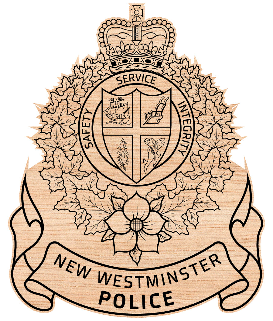 New Westminster Police Crest SVG

British Columbia Law Enforcement Vector

Canadian Police Crown and Wreath Emblem

Maple Leaf Police Engraving File

New Westminster Sign CNC Router File