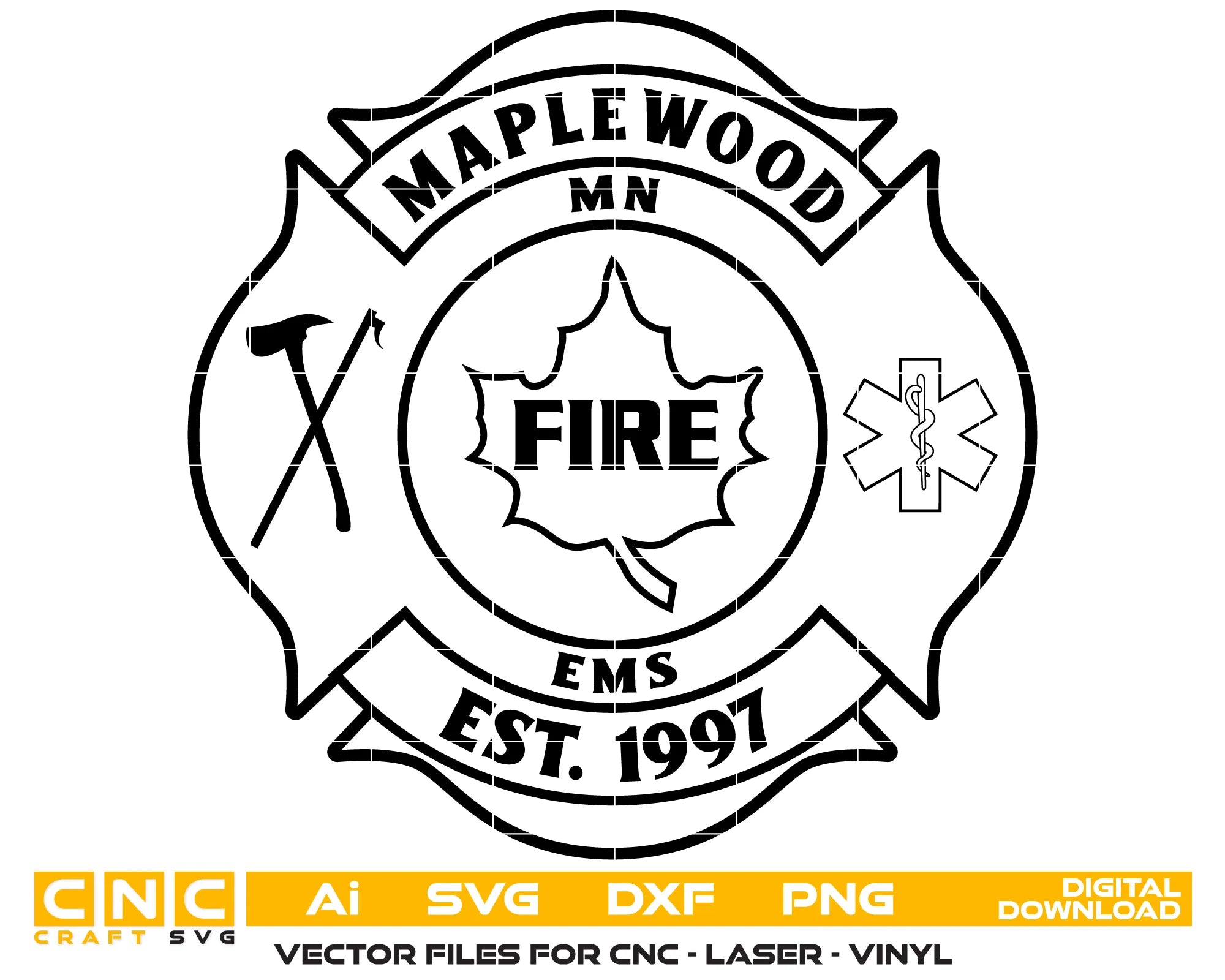 Maplewood Community Connect Logo SVG Minnesota Firefighter Vector