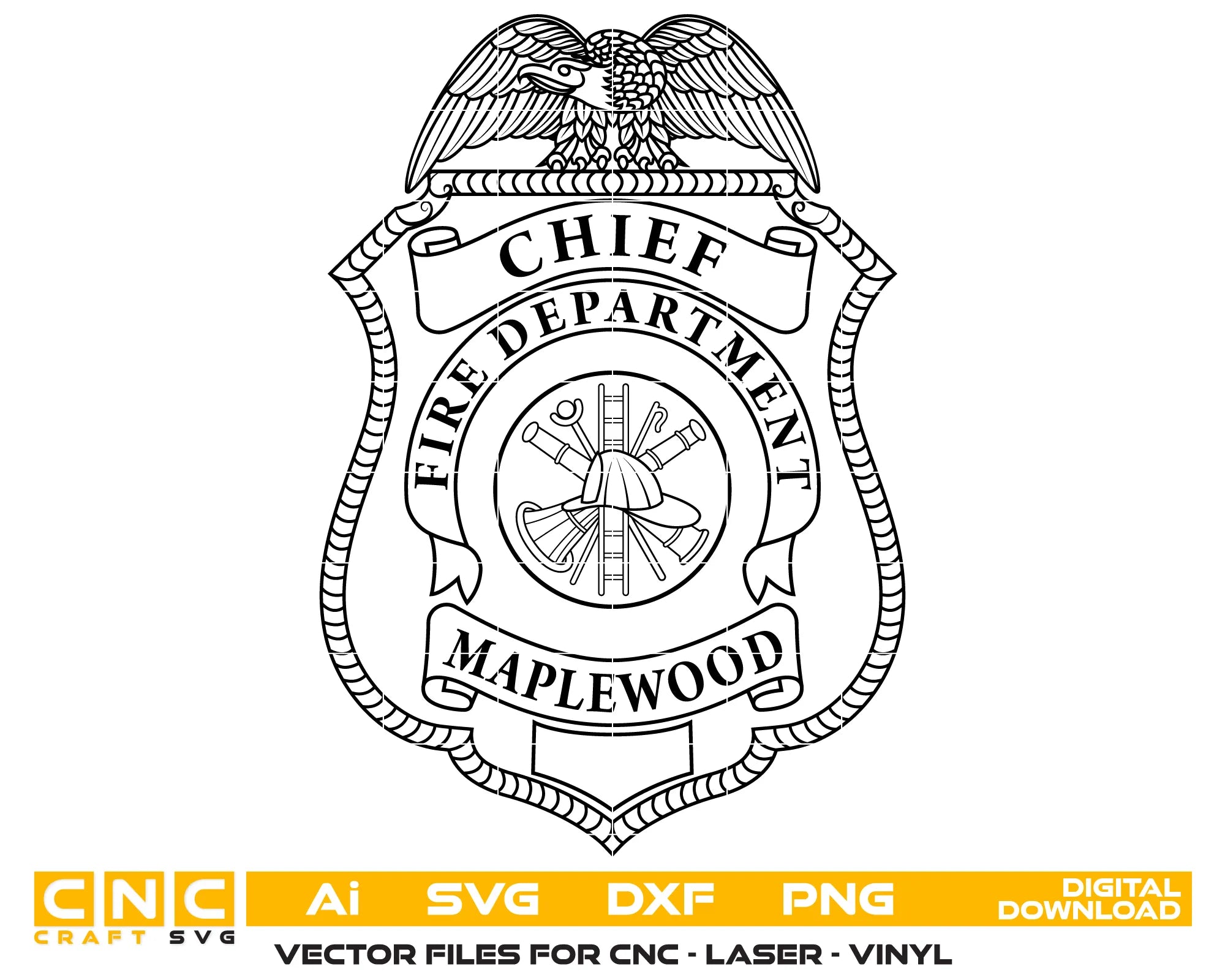 Maplewood Fire Chief Badge SVG Firefighter Vector