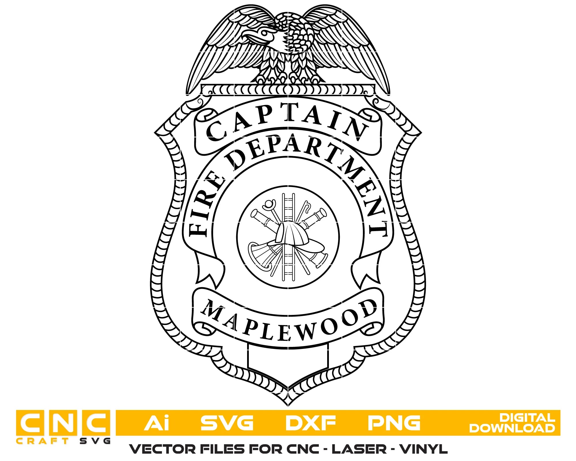 Maplewood Fire Department Captain Badge SVG Firefighter Vector