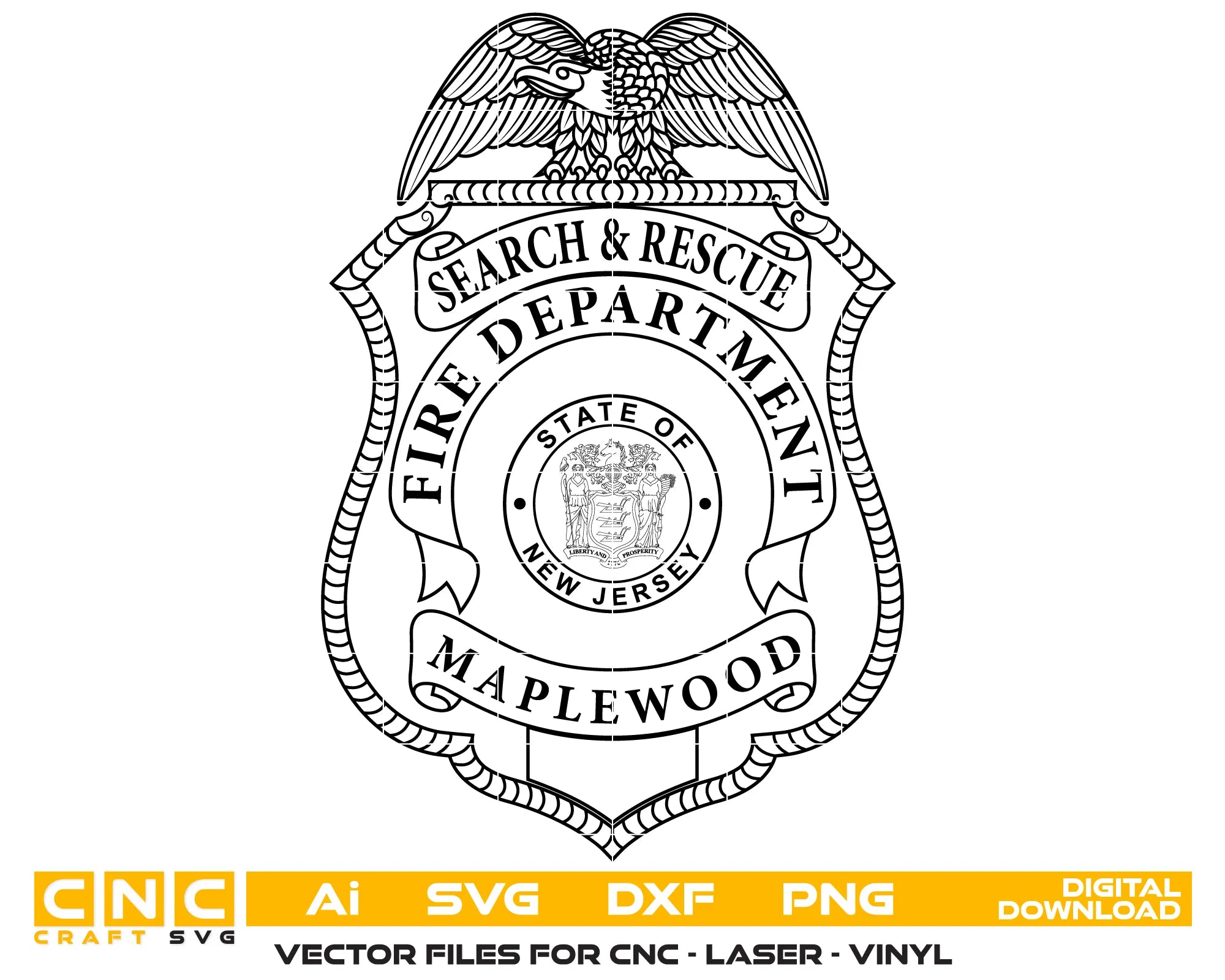 Maplewood Fire Dept Search & Rescue Badge SVG New Jersey Firefighter Vector