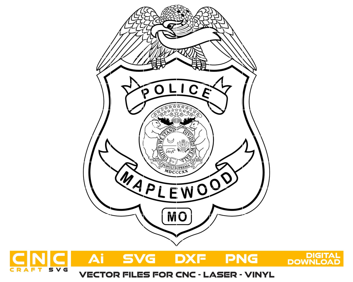Maplewood Police Department Badge Missouri SVG Law Enforcement Vector