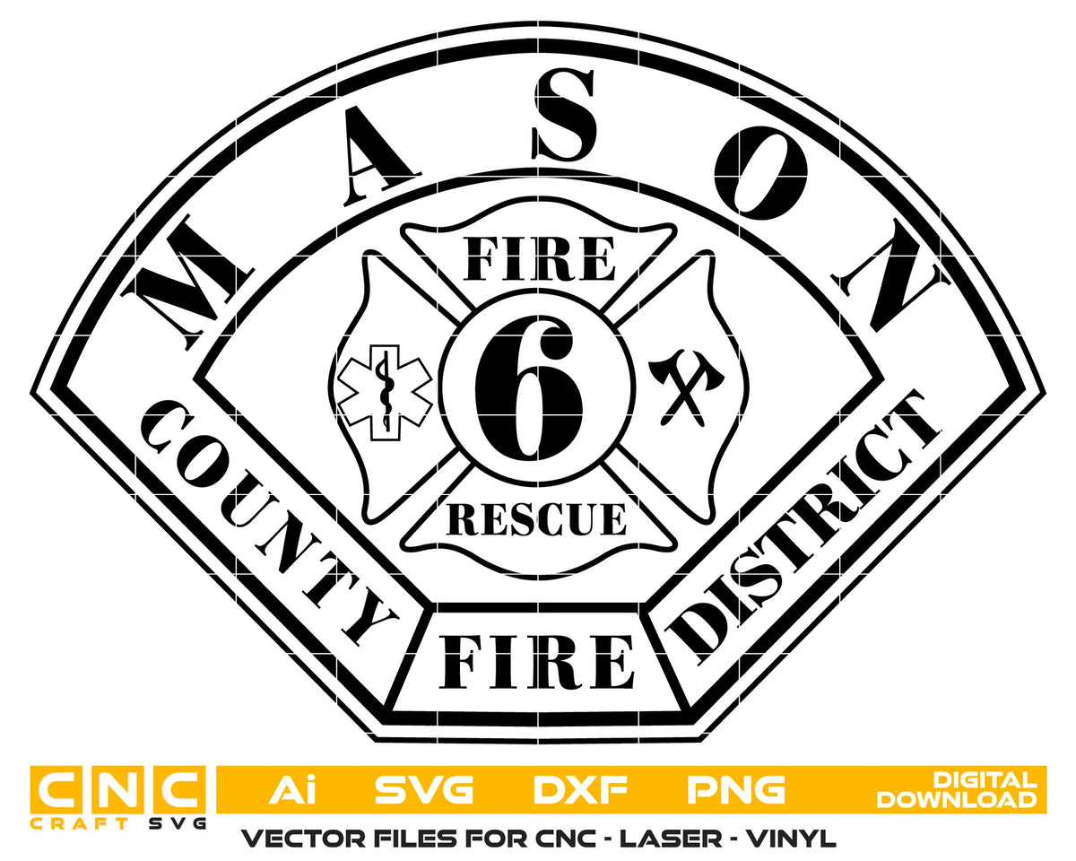 Mason County Fire District #6 Patch Washington SVG Firefighter Vector