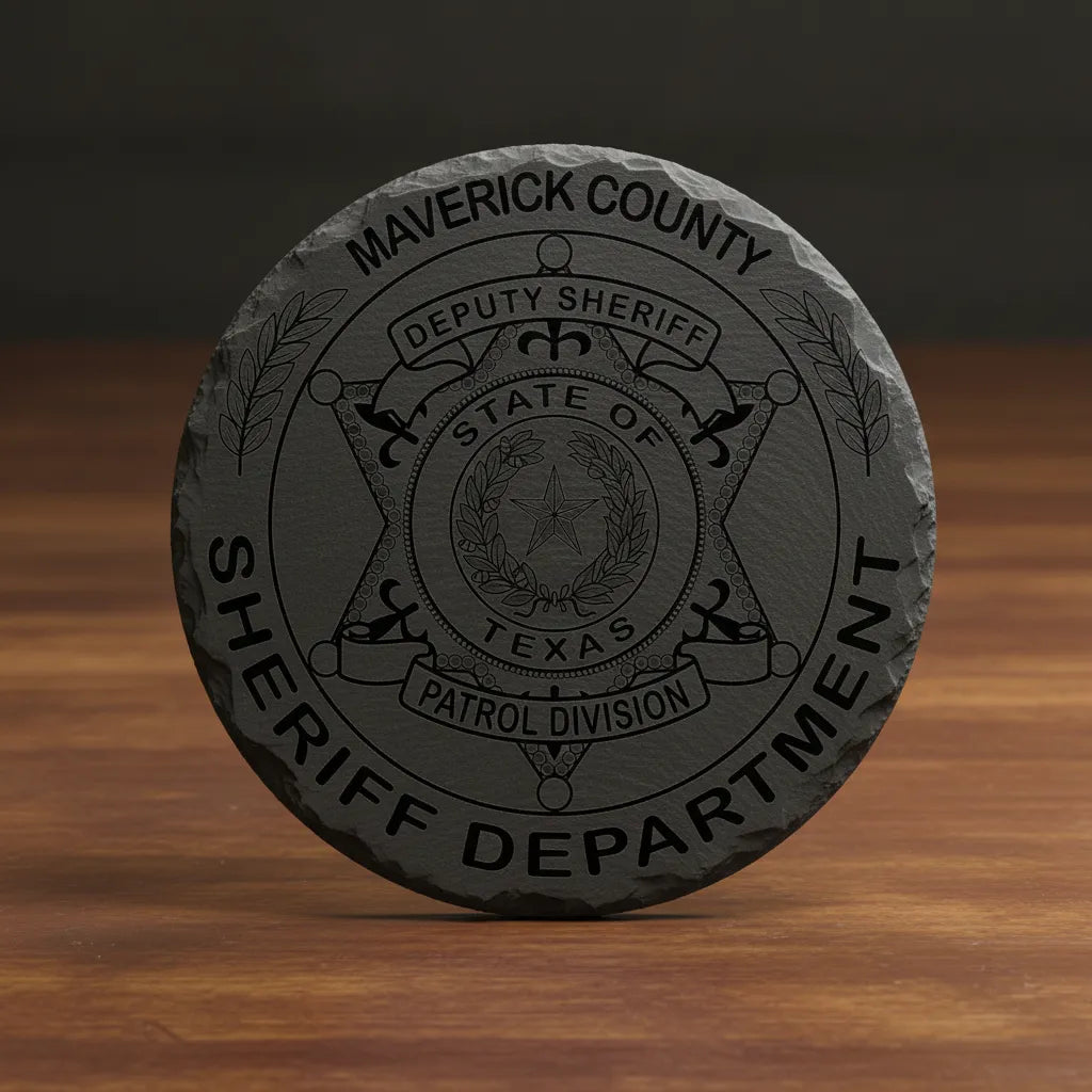 Maverick County Sheriff Badge SVG

Texas Law Enforcement Vector Design

Deputy Sheriff Patrol Division Engraving File

Maverick County TX Sign CNC File

State of Texas Seal Vector for Laser Cutting