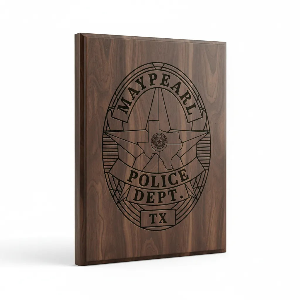 Maypearl Police Badge SVG

Texas Law Enforcement Vector

Police Oval Badge Texas Star

Officer Plaque Engraving File

Maypearl Police Sign CNC File