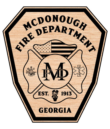 McDonough Fire Department Patch SVG

Georgia Firefighter Vector Design

Fire Dept Maltese Cross Engraving File

McDonough Fire Sign CNC File

Fire Department Vector for Laser Cutting