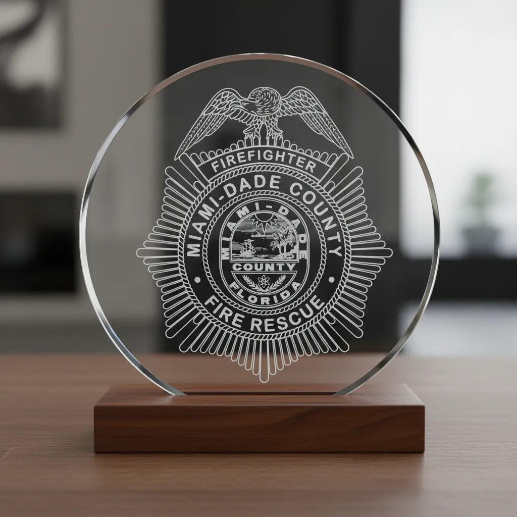 Miami-Dade County Firefighter Badge SVG

Florida Fire Rescue Vector Design

Eagle Sunburst Fire Badge Engraving File

Miami-Dade Fire Rescue Sign CNC File

County Seal Badge Vector for Laser Cutting